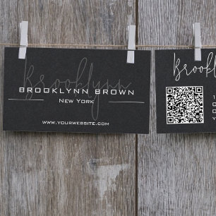 QR Code Elegant Classy Classic Minimalistisch Zwar Visitekaartje