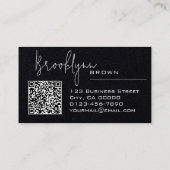 QR Code Elegant Classy Classic Minimalistisch Zwar Visitekaartje (Achterkant)