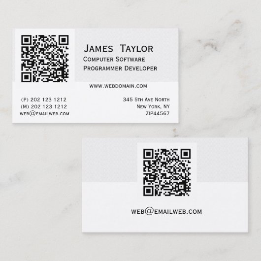 QR Code Elegant Computer Programmer | Beroepsbeoef Visitekaartje (Voorkant / Achterkant)