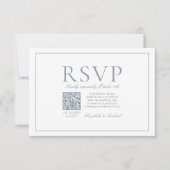 QR Code Elegant Dusty Blue Classic Script RSVP (Voorkant)