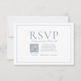 QR Code Elegant Dusty Blue Classic Script RSVP Kaartje