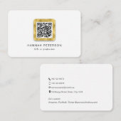 QR-code elegant eenvoudig modern goud, stijlvol Visitekaartje (Voorkant / Achterkant)