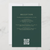 QR Code Elegant Emerald Green Monogram Weddenschap Kaart (Achterkant)