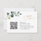 QR-code Elegant Eucalyptus Greenery Gold Wedding RSVP Kaartje (Voorkant)