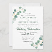 QR-code Elegant Eucalyptus Greenery Wedding Kaart (Voorkant)
