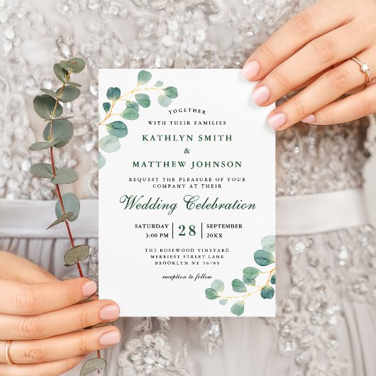 QR-code Elegant Eucalyptus Greenery Wedding Kaart