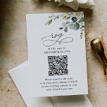 QR-code Elegant Eucalyptus Greenery Wedding RSVP Kaartje<br><div class="desc">Deze aanpasbare Rsvp-kaart is ontworpen om te coördineren met ons Boho Greenery bruiloft collectie. Deze kaart is uitgerust met een waterverf eucalyptus met een romantische kalligrafiescript met een grafische tekst die is gekoppeld aan een klastige serif en een moderne sans lettertype in zwart. Overeenkomende objecten beschikbaar.</div>