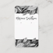QR-code Elegant Foliage Grey Earring Display Kaart Visitekaartje (Voorkant)