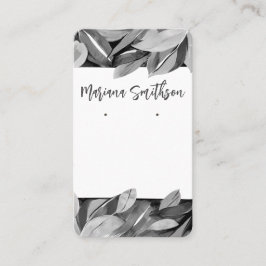 QR-code Elegant Foliage Grey Earring Display Kaart Visitekaartje