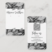 QR-code Elegant Foliage Grey Earring Display Kaart Visitekaartje (Voorkant / Achterkant)