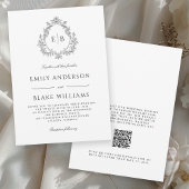 QR-code Elegant Formal Wedding Crest Monogram Kaart