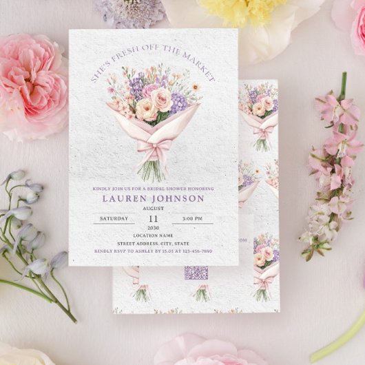 QR Code Elegant Fresh Off the Market Floral Bridal Kaart