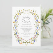 QR Code Elegant Genderneutraal Bloemen Baby shower Kaart (Staand voorkant)