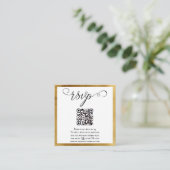 QR-code Elegant Gold Black White Weddenschap RSVP Informatiekaartje (Staand voorkant)