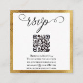 QR-code Elegant Gold Black White Weddenschap RSVP Informatiekaartje (Voorkant)