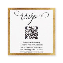 QR-code Elegant Gold Black White Weddenschap RSVP
