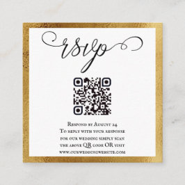 QR-code Elegant Gold Black White Weddenschap RSVP Informatiekaartje