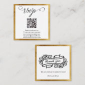 QR-code Elegant Gold Black White Weddenschap RSVP Informatiekaartje (Voorkant / Achterkant)