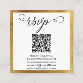 QR-code Elegant Gold Black White Weddenschap RSVP Informatiekaartje