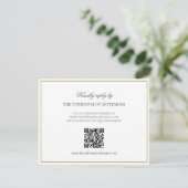 QR-code Elegant Gold Border Monogram RSVP Informatiekaartje (Staand voorkant)