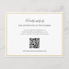 QR-code Elegant Gold Border Monogram RSVP Informatiekaartje