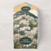 QR Code Elegant Italië Capri Bestemming Bruiloft All In One Uitnodiging (Buitenkant)