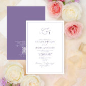 QR Code Elegant Lavender Calligraphy Monogram Kaart