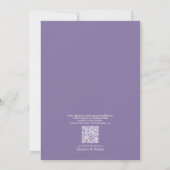 QR Code Elegant Lavender Minimal Leaf Wedding Kaart (Achterkant)