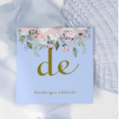 QR-code Elegant Light Blue Floral Cosmetics Vierkante Visitekaartje