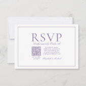 QR Code Elegant Lila Lavender Klassiek script RSVP Kaartje (Voorkant)