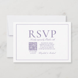 QR Code Elegant Lila Lavender Klassiek script RSVP Kaartje
