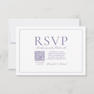 QR Code Elegant Lila Lavender Klassiek script RSVP Kaartje
