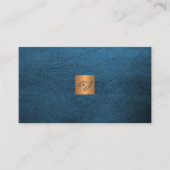 QR-code elegant luxe blauw leder goud monogram Visitekaartje (Voorkant)