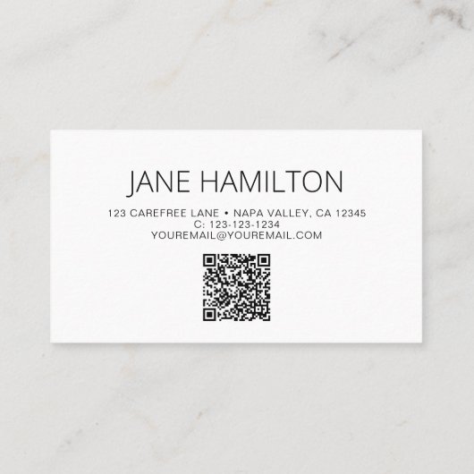 QR Code Elegant Marble Profile Visitekaartje (Achterkant)