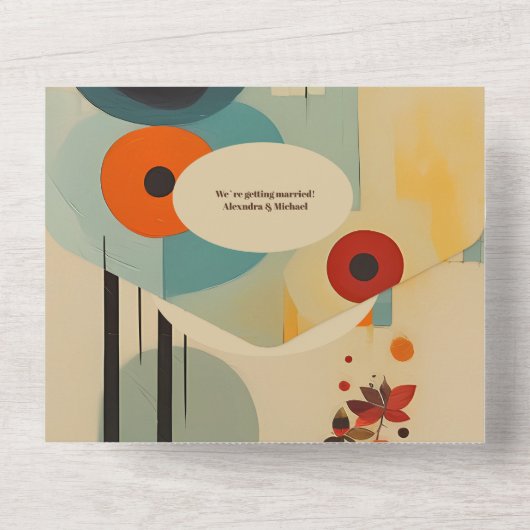 QR Code Elegant Midden Eeuw Bloemen Bruiloft All In One Uitnodiging (Achterkant)