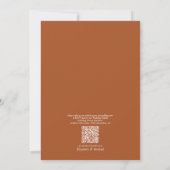 QR-code Elegant Minimal Leaf Burnt Oranje Wedding Kaart (Achterkant)