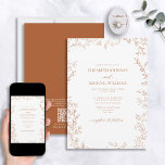 QR-code Elegant Minimal Leaf Burnt Oranje Wedding Kaart<br><div class="desc">Maak je grote dag onvergegeteld wanneer je onze QR-code uitstuurt.. Elegant modern minimaal lef Burnt Oranje Wedding Invitation. Deze verfijnde uitnodiging is zeker om een verklaring af te leggen met het elegante formele verbrande oranje & witte ontwerp, met een delicate handgetrokken bladgrens en handgeschreven scripttypografie in dezelfde tint. Het is...</div>