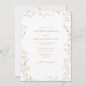 QR-code Elegant Minimal Leaf Terracotta Wedding Kaart (Voorkant)