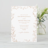 QR-code Elegant Minimal Leaf Terracotta Wedding Kaart (Staand voorkant)