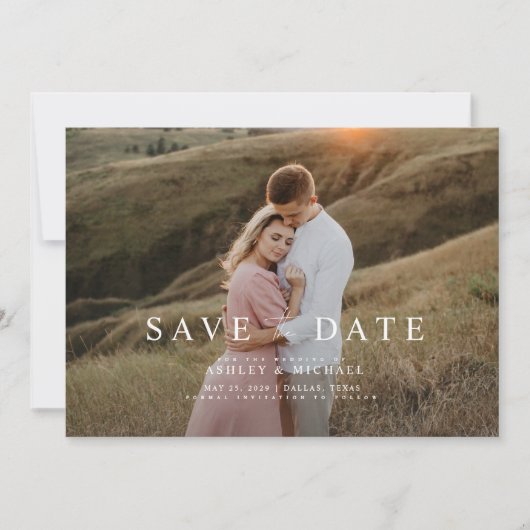 QR Code Elegant Minimalistisch Script Foto Bruilof Save The Date (Voorkant)