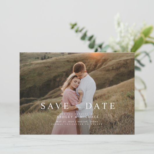 QR Code Elegant Minimalistisch Script Foto Bruilof Save The Date (Staand voorkant)