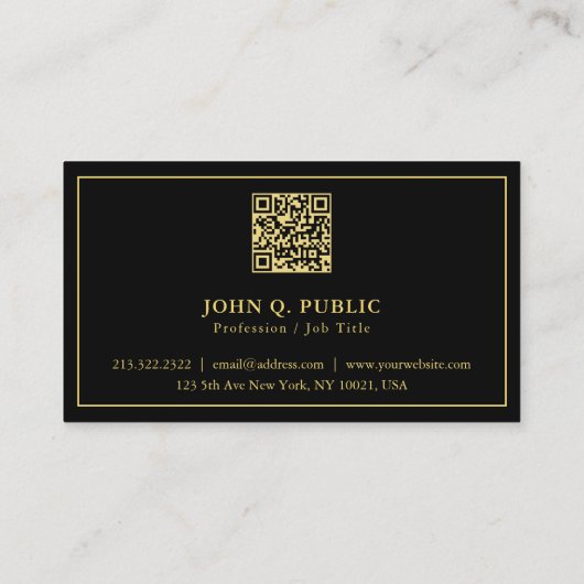 QR Code Elegant Modern Eenvoudige Sjabloon Zwart G Visitekaartje (Achterkant)