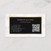 QR Code Elegant Modern Goud Wit Marmer Visitekaartje (Achterkant)