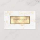 QR Code Elegant Modern Goud Wit Marmer Visitekaartje (Voorkant)