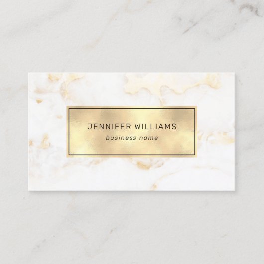 QR Code Elegant Modern Goud Wit Marmer Visitekaartje (Voorkant)