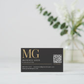 QR-code Elegant Modern Professioneel Monogrammed Visitekaartje (Staand voorkant)
