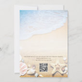 QR Code Elegant Modern Starfish Beach Wedding Kaart (Achterkant)