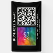 QR Code Elegant Modern Zwart Bedrijfsnaam Logo Spandoek (Verticaal)