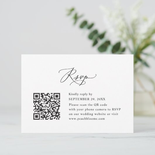 QR Code Elegant Moderne Calligrafie Bindende RSVP (Staand voorkant)