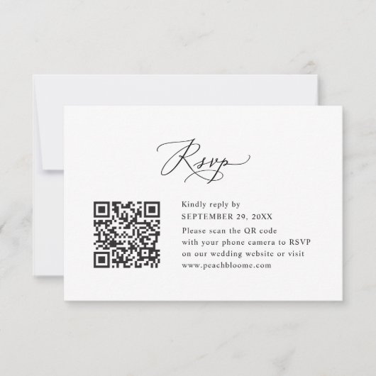 QR Code Elegant Moderne Calligrafiescript Weddensc RSVP Kaartje (Voorkant)